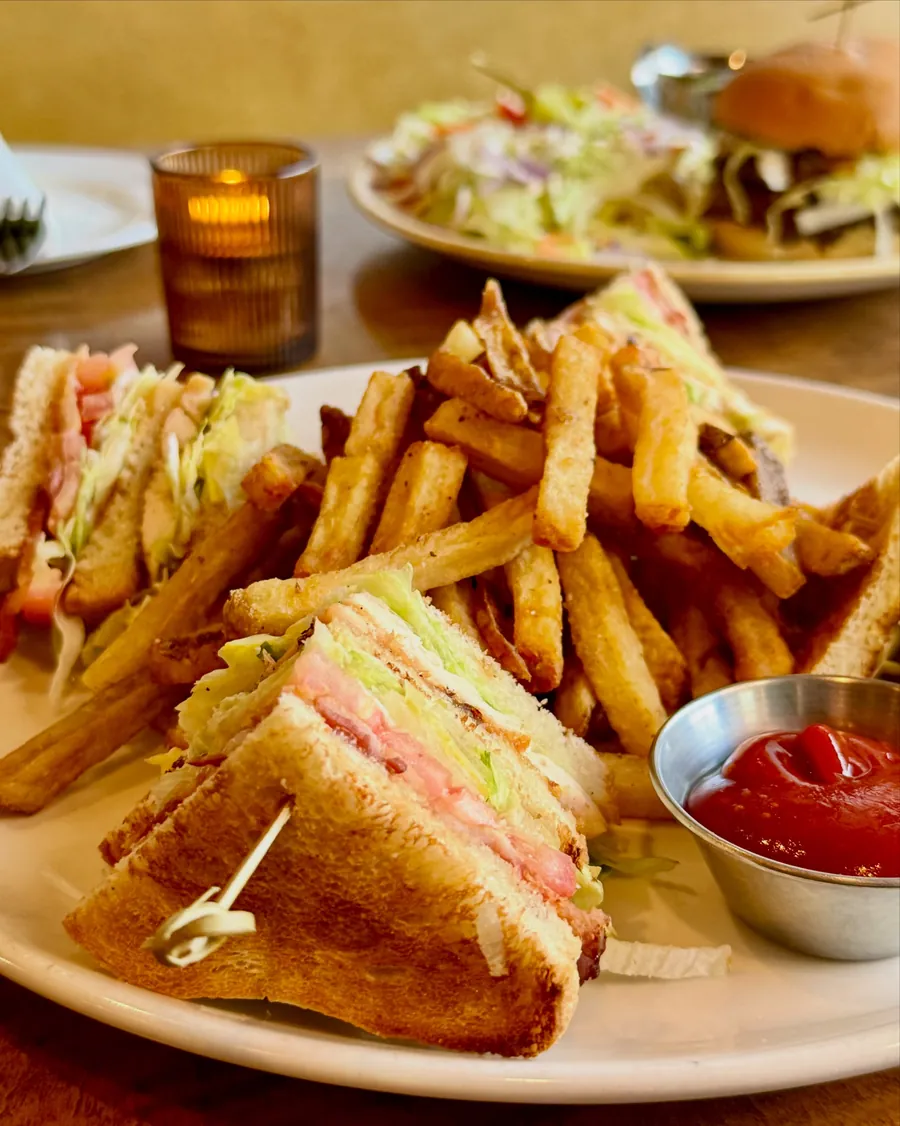 Turkey B.L.T.S club sandwich with fries